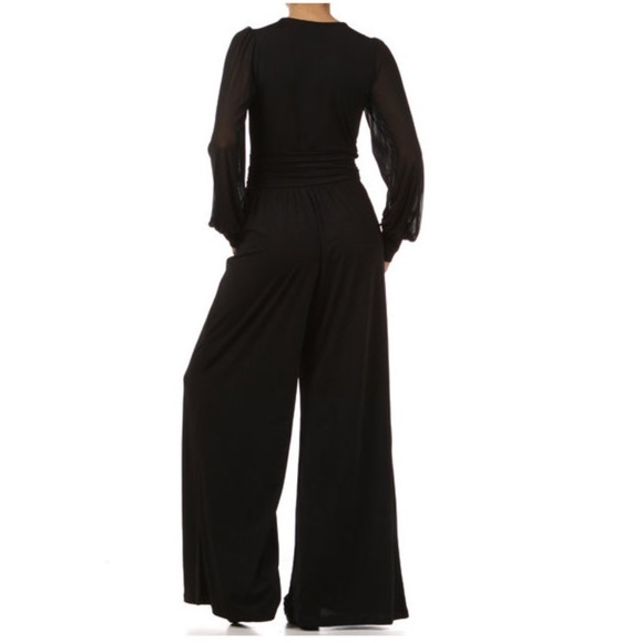 SALE !!! Black Wide Leg Palazzo Jumpsuit - Picture 3 of 6
